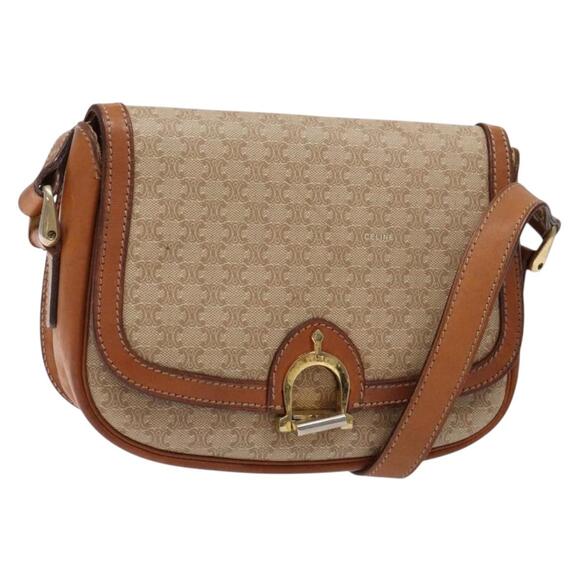 CELINE Macadam Canvas Shoulder Bag Beige Gold - Picture 1 of 12